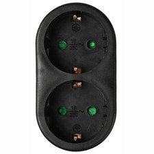 Doppelstecker Mehrfachstecker Duo Stecker 2-fach Multistecker vertical schwarz