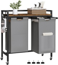 Wäschekorb 2 Fächer Wäschewagen Wäschesammler ausziehbar abnehmbar Rollen 0010iy