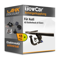 Für Audi A3 Stufenheck 16- TOWCAR Anhängerkupplung abnehmbar + 13polig E-Satz