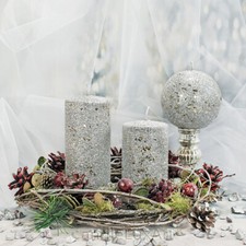 Stumpen Kugel Kerzen Glitzer