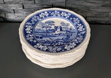 10x Kuchenteller Spode Copeland Blue Tower England blau