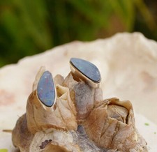 Ohrstecker 925er Silber Boulder-Opal Feueropal Blau Schlicht Multicolor Bunt 