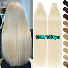 60 Stück Tape in Hair Extensions 100% Remy Echthaar Haarverlängerung Weft Braun