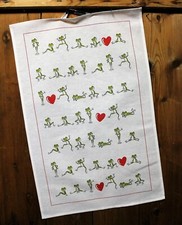 Kracht 2er Set Baumwolle Geschirrtuch Trocken Küchen Tuch Frosch Herz bedruckt