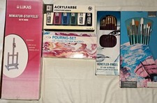 Künstler-Malset,  35tlg., Pinsel, Acryl-Farbenset, Mini Staffelei, teilweise NEU