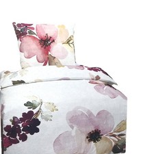Hochwertige Baumwolle Bettwäsche Blumen Weiß Rosa 135x200 80x80cm