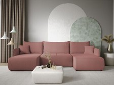 Wohnlandschaft Sofa mit Schlaffunktion CALGARY Stoff Curio Rose