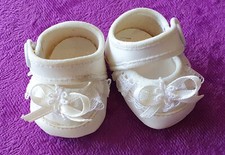 Puppenschuhe weiß mit weißen Schleifchen, Gr.1 (~5 cm), neuw. aus Lagerbestand