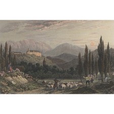 Schloss Tenneberg Waltershausen Thüringen Stahlstich koloriert nach Otto Wagner