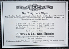 Der Ring vom Rhein , Remmele & Co. / Köln - Mülheim , Alte Reklame, 1928 , (A18)