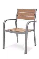 Gartenstuhl aus Aluminium und Holz-Optik, stapelbar, 6 Stück, Gartenstuhl Stapel