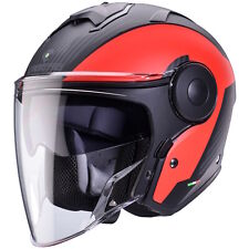 Caberg Soho Jethelm Milano Matt-Schwarz/Rot Motorradhelm Rollerhelm Visier