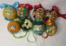 8 Holz Kugel Weihnachtskugel handbemalt Dm7cm Geschenkkugel zum Befüllen