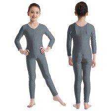 DE Kinder Mädchen Jungen Gymnastikanzug Langarm Bodysuit Overall Sport Turnanzug
