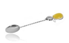 Löffel Zuckerlöffel Teelöffel Besteck Bernstein Silber 925 Unikat Taufe, Geburt 