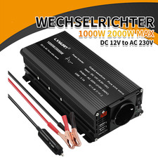 1000W 2000W Reiner Sinus Wechselrichter DC12V auf 230V Spannungswandler mit 2USB