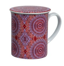 Sonji rot Teetasse mit Sieb und Deckel Porzellan