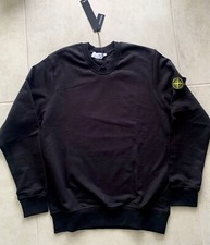 Basic Sweatshirt für Herren Stone Island mit Logo Patch Baumwolle Schwarz