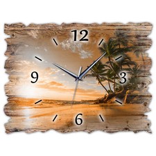 BM Holz Wanduhr leise lautlos Funkwanduhr gross XXL Shabby Vintage 9848-H1-funk