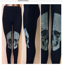 LEGGINGS Schwarz Totenkopf