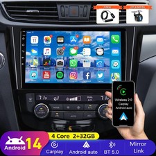 DAB+ Für Nissan X-Trail Qashqai 14-18 Autoradio Android 14 Carplay GPS WIFI 10"