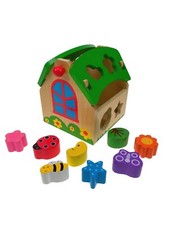 Beeboo Steckspiel Motorikspiel Holzhaus, 11-teilig
