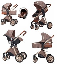 Kinderwagen Casiloo® 3in1 Kombi Buggy Reisebuggy +Auto-Babyschale Faltbar Khaki*