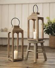 Holz Laternen Set "Wood" 38 + 48 cm hoch, Kerzen Halter Windlicht Boden Laterne