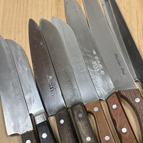Schwer beschädigte messer - beschädigte, messer-set