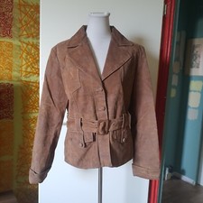 Braune Wildleder Jacke Gürtel
