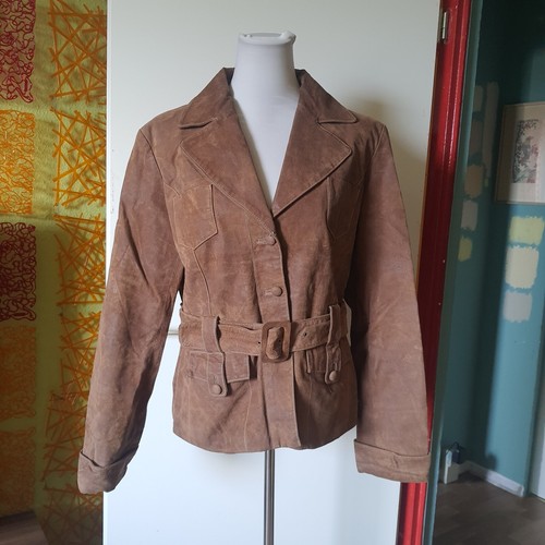 Braune wildleder jacke gürtel - jacke,
