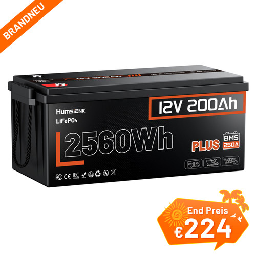 Humsienk 12v 200ah 2560wh - 12v,