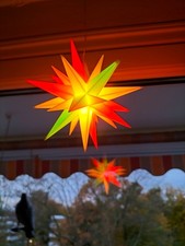 HERRNHUTER, Weihnachtsstern, selbst gebastelt, weiß, grün, orange, Einzelstück