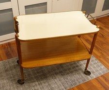 Mid Century Teewagen Servierwagen Beistelltisch Kirschholz Resopal 50er Jahre !