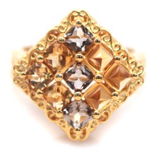 925 Sterlingsilber 4 x 4 Mm. Weiß Topas & Citrin Statement Ring Größe 8.75