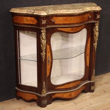 Französischer Intarsien Anrichte Schrank Stil Napoleons III. Vitrine Marmor 900
