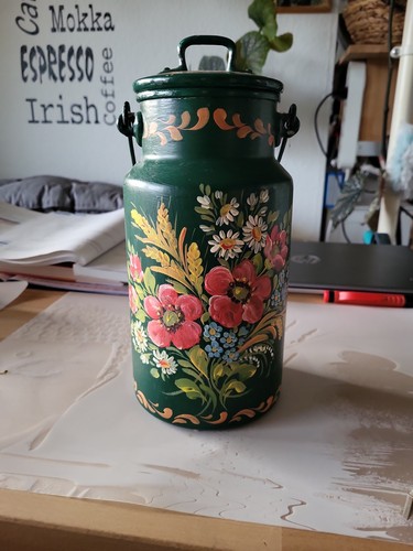 Metall alu milchkanne bemalt - milchkanne,