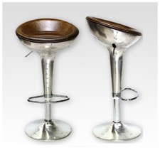 2er Set Leder Vintage Barhocker Drehbar Höhenverstellbar Industrie Design Hocker