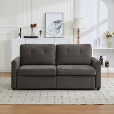 Dunkelgraues 2-Sitzer Wohnzimmer-Sofa mit Schubladen Stauraum Funktion DE Stock