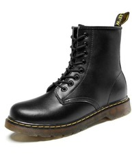 Herren Stiefel 8 Loch, Leder Schwarz, 45, Neu, 1 Paar, Biker Boots 