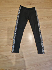 Mädchen Sporthose leggins 158/164 Schwarz mit leoparden muster
