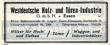 Westdeutsche Holz- und Türen- Industrie G.m.b.H. Essen Historische Reklame 1925
