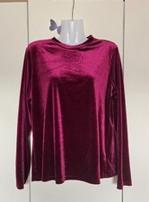Langarm Shirt aus Samt in weinrot Gr. M-L