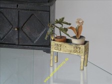 antike Zinn Blumenbank für die kleine antike Puppenstube, 4#230