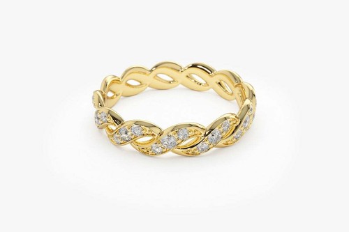 Diamond braided gold ring - , 39