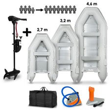 EBERTH Schlauchboot mit Motor, Angelboot, Gummiboot, Paddelboot, Boot Aluboden