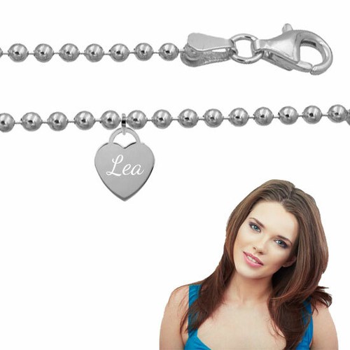 Kugelarmband mit herz platte - herz, platte-