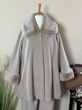 Edle Jacke mit Fellkragen Chenille Beige Mantel  #2025119