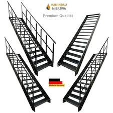 Wangen Stahltreppe 16 Stufen Treppe komplett Anthrazit Breite 60-140cm  H:304cm