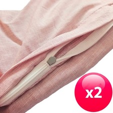 2er Pack Kopfkissenbezug 40x80 cm Kissenbezug Baumwolle Leinen Melange Rosa Uni